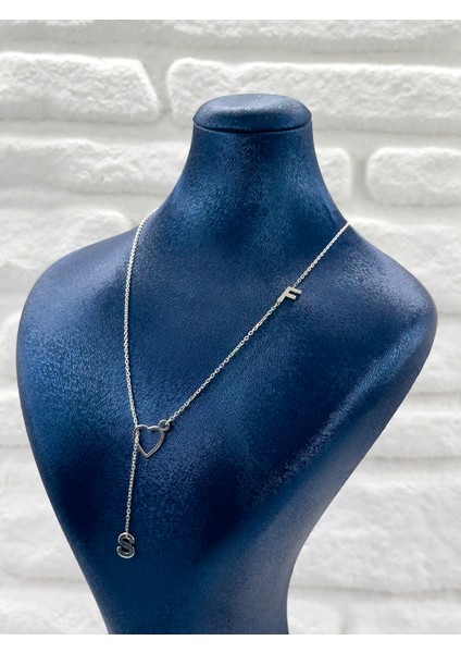 Isme Özel Kalpli Harfli Tasarım Kadın Gümüş Kolye - Harfli Kolye fiyatları