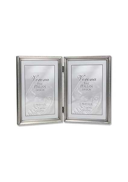 Lawrence Frames Menteşeli Çift Resim Çerçevesi, 12,7 x 17,8 Cm, Antik Kalay