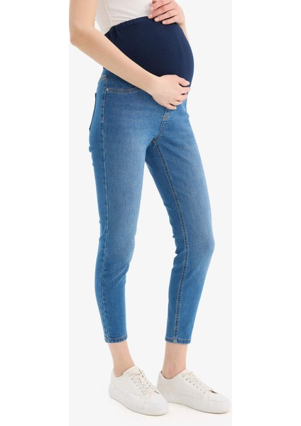 Skinny Fit Yırtık Detaylı Yüksek Bel Düz Paça Uzun Hamile Pantolon X2068AZ24SP