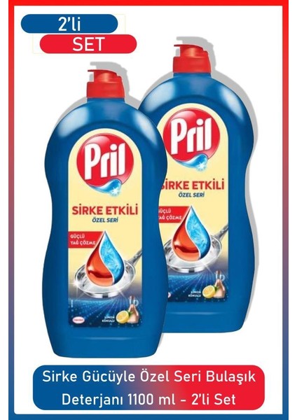 Sirke Gücüyle 1100 ml Bulaşık Deterjanı 2’li Özel Seri Parlak ve Hijyenik Sonuç