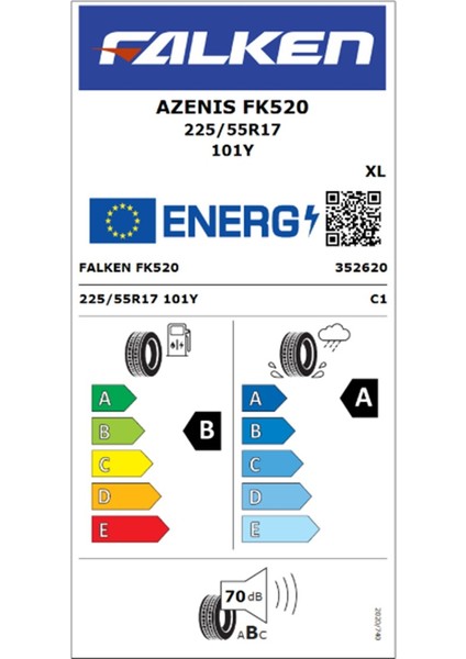 225/55 R17 Tl 101Y Xl Azenıs FK520 Oto Yaz Lastiği (Üretim Yılı:2025) fiyatları