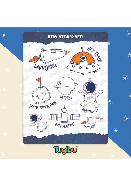 Uzay Sticker Seti, Astronot Sticker, 8 Adet Uzay Etiket fiyatları