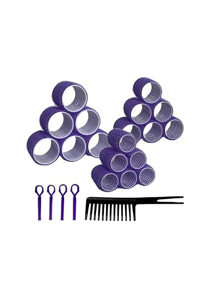 1237 Mor - 37 Parça Saç Bigudisi Seti