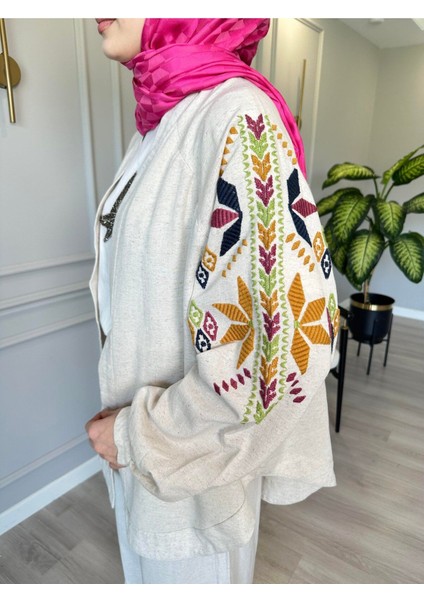 Keten Nakış Işlemeli Kimono fiyatları