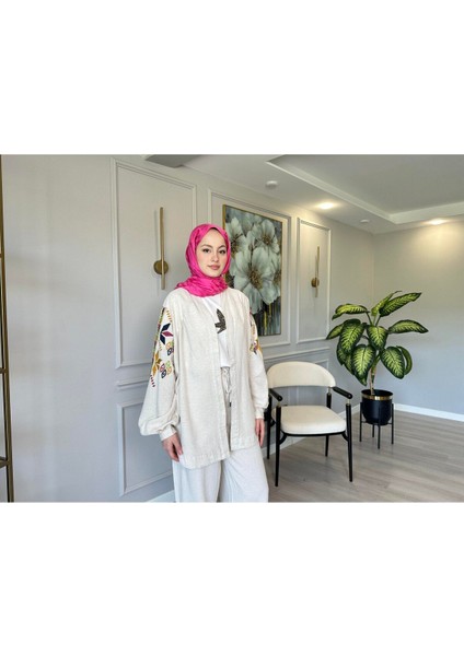 Keten Nakış Işlemeli Kimono modelleri