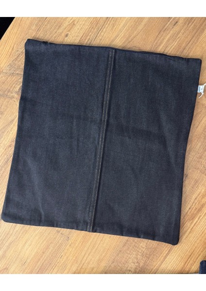 Denim Orta Dikişli Dekoratif Kırlent Kılıfı