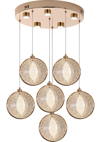 Edward 6'lı 70 Watt Yuvarlak Gold Ledli Modern Salon Avize fiyatları