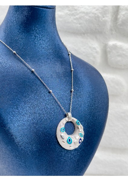 Özel Tasarım Spor Nazar Boncuklu Kadın Gümüş Kolye - Nazar Boncuğu Kolye fırsatları