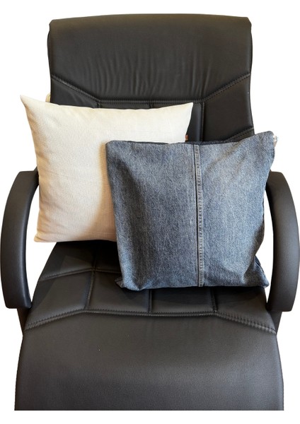 Denim Orta Dikiş Detaylı Kırlent Kılıfı