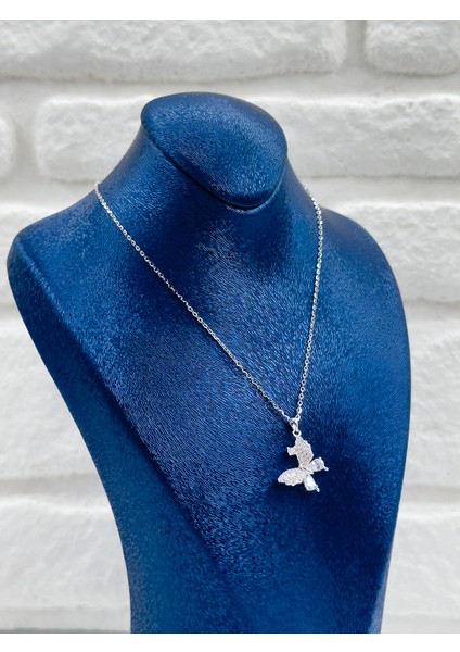 Zirkon Taşlı Spor Kelebek Model Kadın Gümüş Kolye fiyatları