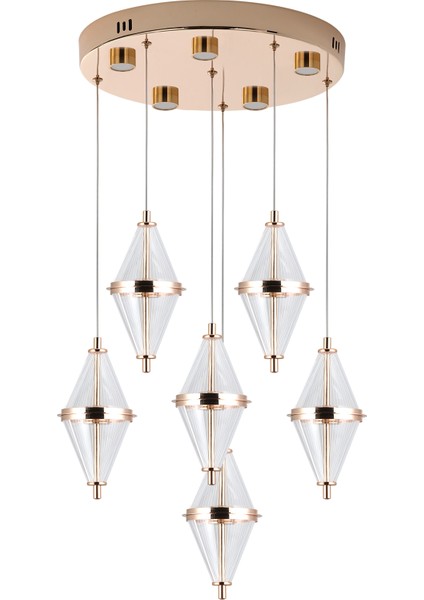 Edward 6'lı 70 Watt Yuvarlak Gold Ledli Modern Salon Avize modelleri