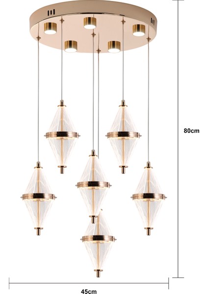 Edward 6'lı 70 Watt Yuvarlak Gold Ledli Modern Salon Avize fırsatları