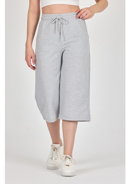 Yüksek Bel Cepli Rahat Kesim Mevsimlik Kadın Diz Altı 2'li Bermuda Siyah-Antrasit Kapri Şort modelleri