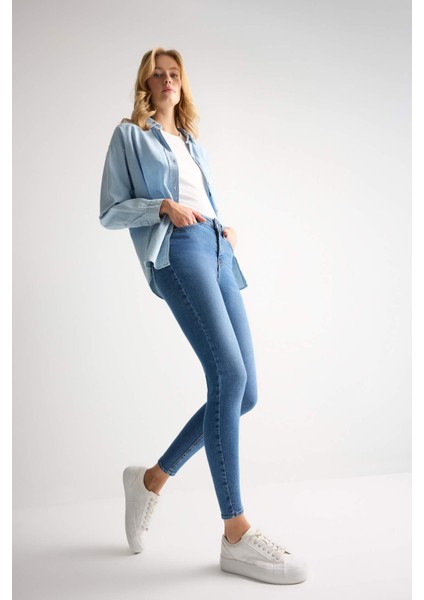 Skinny Fit Yüksek Bel Bilek Boy Jean Pantolon C7611AX24WN