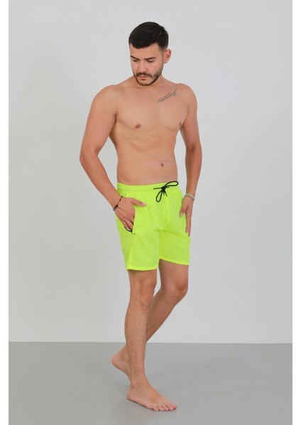 Erkek Fermuarlı Cepli Deniz Şortu Neon Yeşil fiyatları