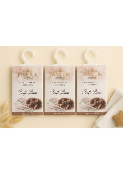 Soft Linen (Yumuşak Keten) Askılı Dolap ve Çekmece Kokusu 3'lü Paket