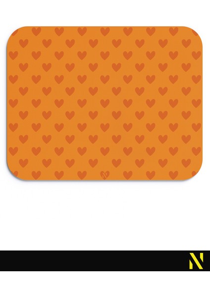 Turuncu Renkli Kalpli Desenli Ergonomik Mouse Pad - 23 cm x 19 cm - Kaydırmaz Taban Ev ve Ofis Kullanımı Fare Altlığı Mousepad