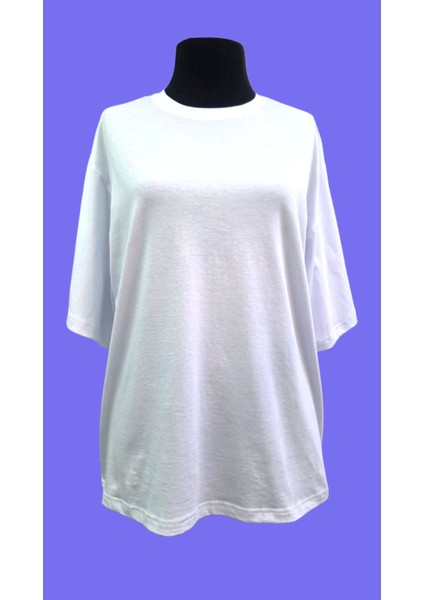 Beyaz Unisex Oversize Bisiklet Yaka Baskılı No3 Basic Tişört fiyatları