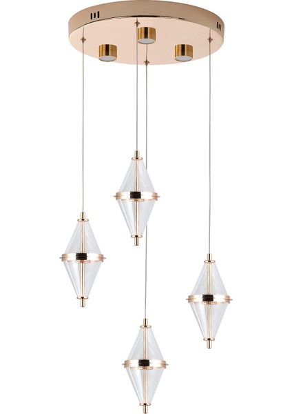 Edward 4'lü 42 Watt Yuvarlak Gold Ledli Modern Salon Avize modelleri