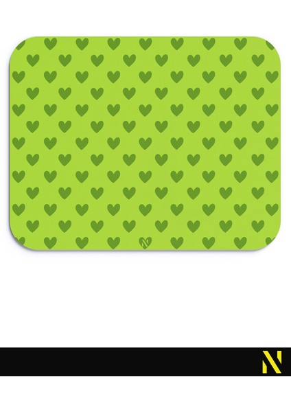 Yeşil Renkli Kalpli Desenli Ergonomik Mouse Pad - 23 cm x 19 cm - Kaydırmaz Taban Ev ve Ofis Kullanımı Fare Altlığı Mousepad