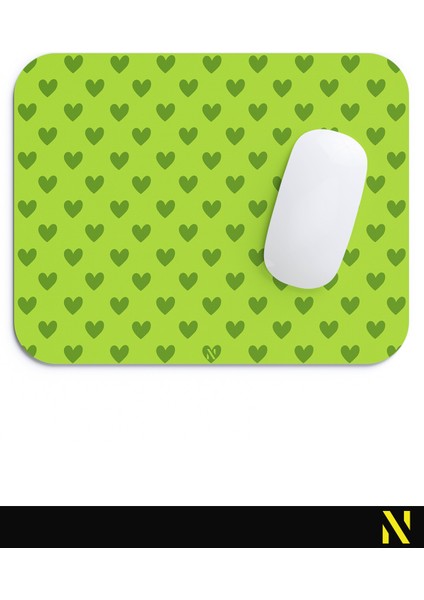 Yeşil Renkli Kalpli Desenli Ergonomik Mouse Pad - 23 cm x 19 cm - Kaydırmaz Taban Ev ve Ofis Kullanımı Fare Altlığı Mousepad fırsatları