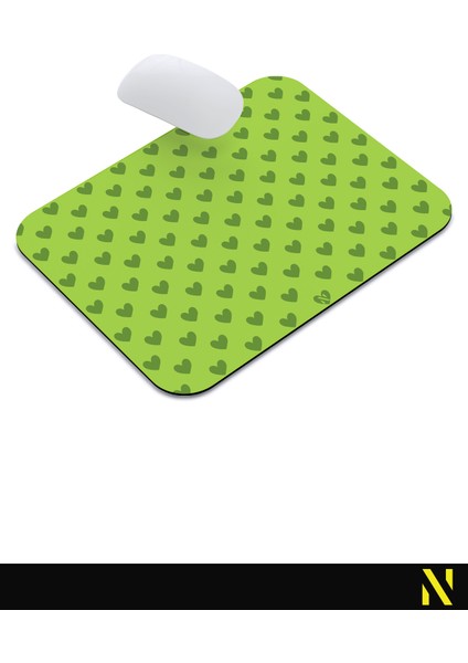 Yeşil Renkli Kalpli Desenli Ergonomik Mouse Pad - 23 cm x 19 cm - Kaydırmaz Taban Ev ve Ofis Kullanımı Fare Altlığı Mousepad indirimleri