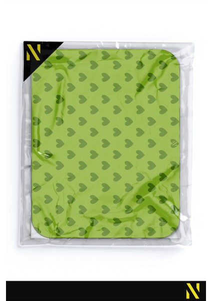 Yeşil Renkli Kalpli Desenli Ergonomik Mouse Pad - 23 cm x 19 cm - Kaydırmaz Taban Ev ve Ofis Kullanımı Fare Altlığı Mousepad