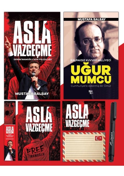 Asla Vazgeçme - Ayraç - Kartpostal - Poster - Uğur Mumcu - Atatürk Imza Baskılı Kalem