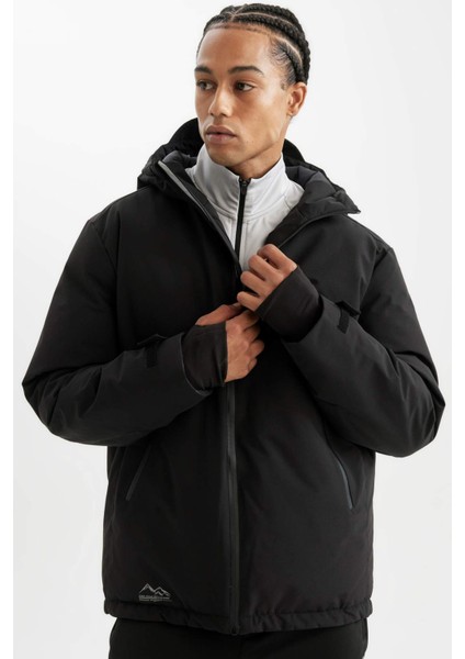 Fit Termometreli Mont Parka Su İtici Rüzgar Geçirmez Slim Fit Dar Kesim Kapüşonlu Fermuarlı C6056AX24WN