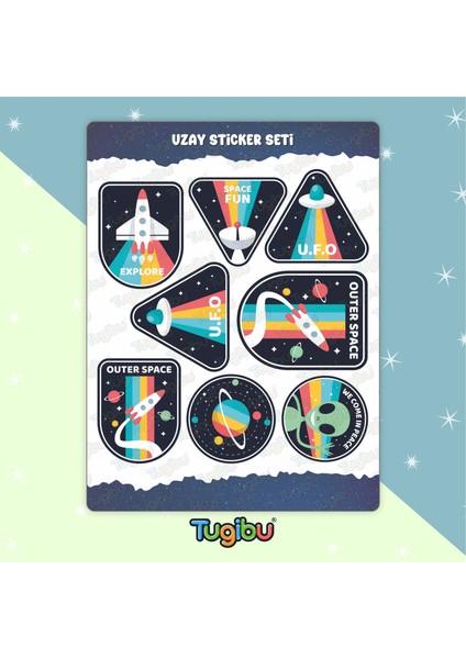 Uzay Sticker Seti, Astronot Sticker, 8 Adet Uzay Etiket fiyatları