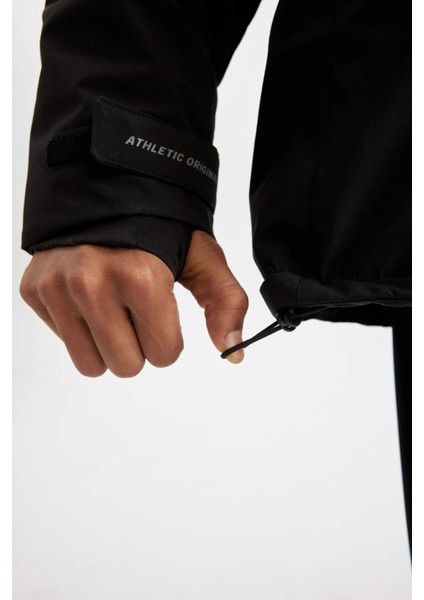 Fit Termometreli Mont Parka Su İtici Rüzgar Geçirmez Slim Fit Dar Kesim Kapüşonlu Fermuarlı C6056AX24WN