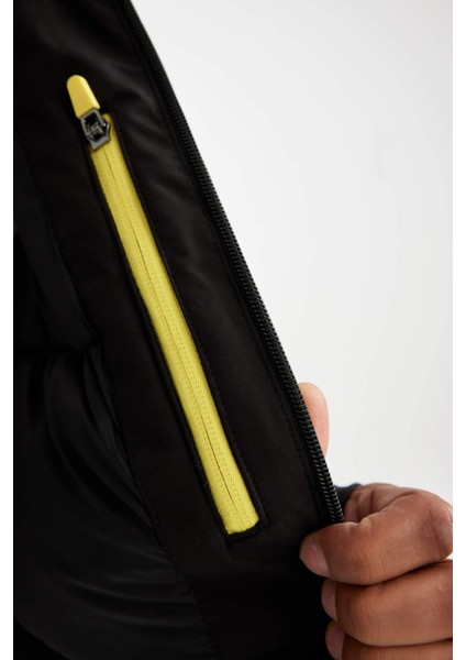 Fit Termometreli Mont Parka Su İtici Rüzgar Geçirmez Slim Fit Dar Kesim Kapüşonlu Fermuarlı C6056AX24WN
