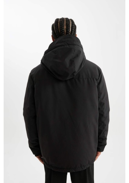 Fit Termometreli Mont Parka Su İtici Rüzgar Geçirmez Slim Fit Dar Kesim Kapüşonlu Fermuarlı C6056AX24WN