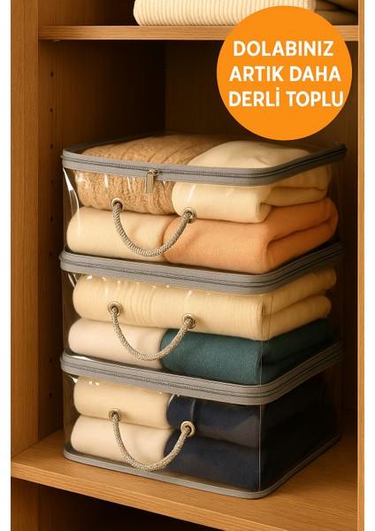 Pratik Saklama Hurcu 28X32X15 cm - Katlanabilir, Fermuarlı, Yatak Altı & Dolap Içi Hurç