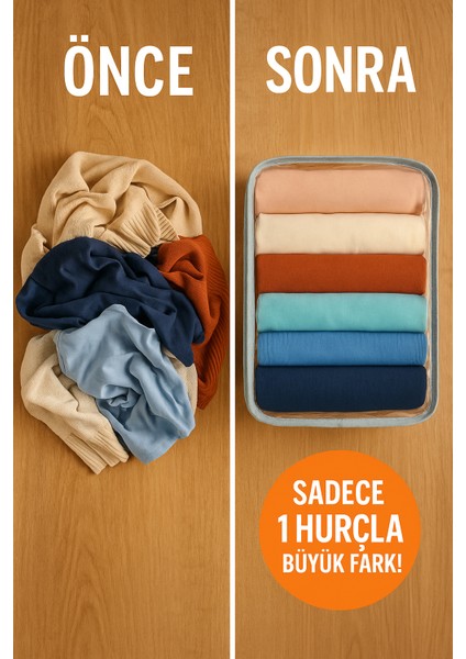 Pratik Saklama Hurcu 28X32X15 cm - Katlanabilir, Fermuarlı, Yatak Altı & Dolap Içi Hurç