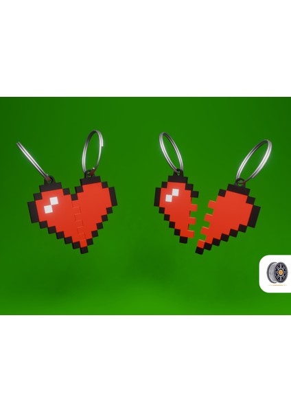 Piksel Kalp Çift Anahtarlık – 3D Baskı Pla Malzeme, Retro ve Anlam Dolu Bir Hediye