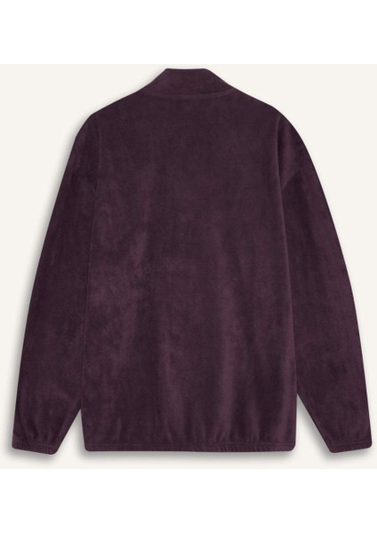 Comfort Regular Fit Rahat Kalıp Dik Yaka Baskılı Polar Sweatshirt C7793AX24AU