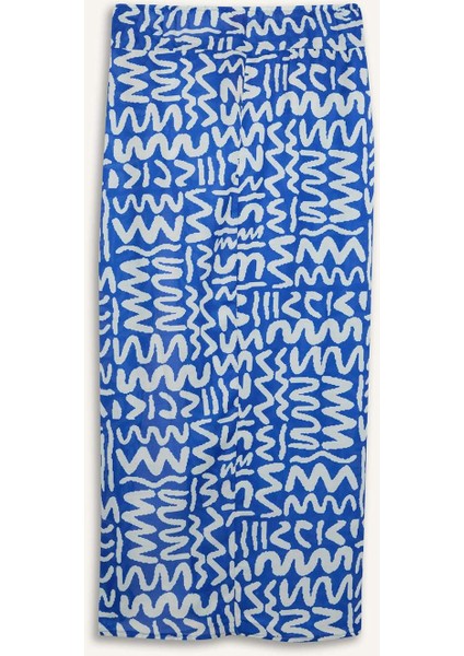 Desenli Yırtmaçlı Plaj Eteği-Fall in Love C6104AXNS