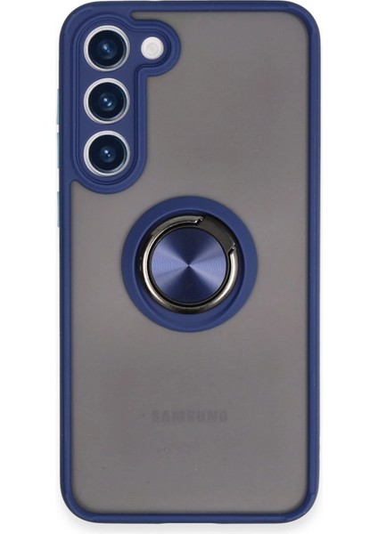 Samsung Galaxy S23 Plus Kılıf Montreal Yüzüklü Silikon Kapak - Lacivert - CPT101274-3854