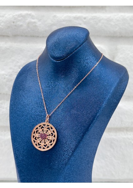 Rose Renk Kar Tanesi Model Kadın Gümüş Kolye - Kar Tanesi Kolye