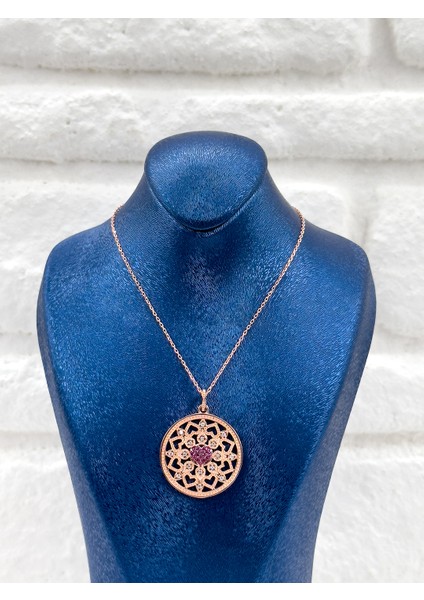 Rose Renk Kar Tanesi Model Kadın Gümüş Kolye - Kar Tanesi Kolye modelleri