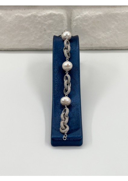 Özel Tasarım Incili 3'lü Kadın Gümüş Set - Kolye Seti