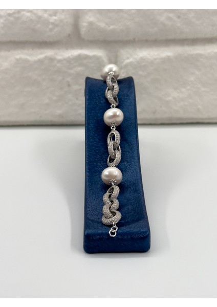 Özel Tasarım Incili 3'lü Kadın Gümüş Set - Kolye Seti