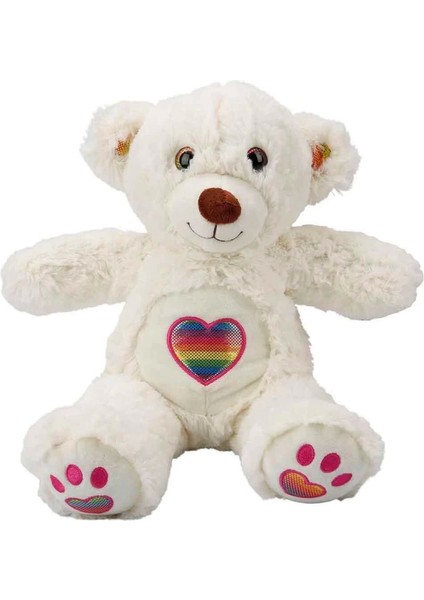 Bfs 3184 Gökkuşağı Kalpli Peluş Ayı 30 cm -Sunman