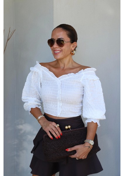 Yaka Fırfır Detay Gipeli Bluz