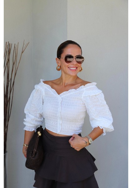 Yaka Fırfır Detay Gipeli Bluz modelleri