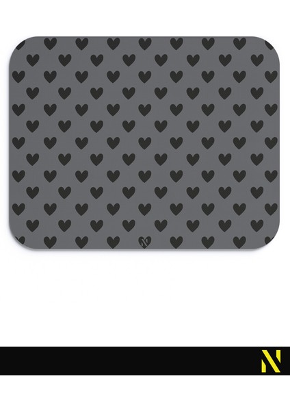 Siyah Renkli Kalpli Desenli Ergonomik Mouse Pad - 23 cm x 19 cm - Kaydırmaz Taban Ev ve Ofis Kullanımı Fare Altlığı Mousepad