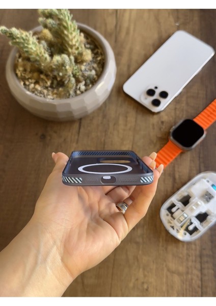 iPhone 15 Pro Uyumlu Manyetik Şeffaf Kılıf SOOCASE645