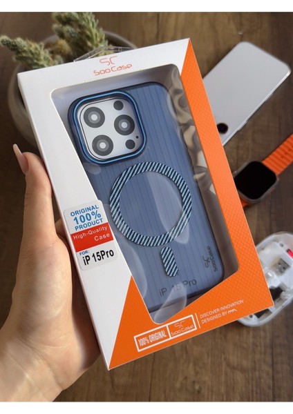 iPhone 15 Pro Uyumlu Manyetik Şeffaf Kılıf SOOCASE645