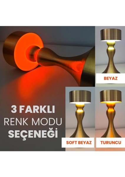 Şık Retro Modern Tarz Dokunmatik 3 Modlu Şarjlı Golden Masa Lambası fiyatları